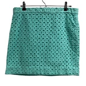 J Crew light blue/teal eyelet mini skirt